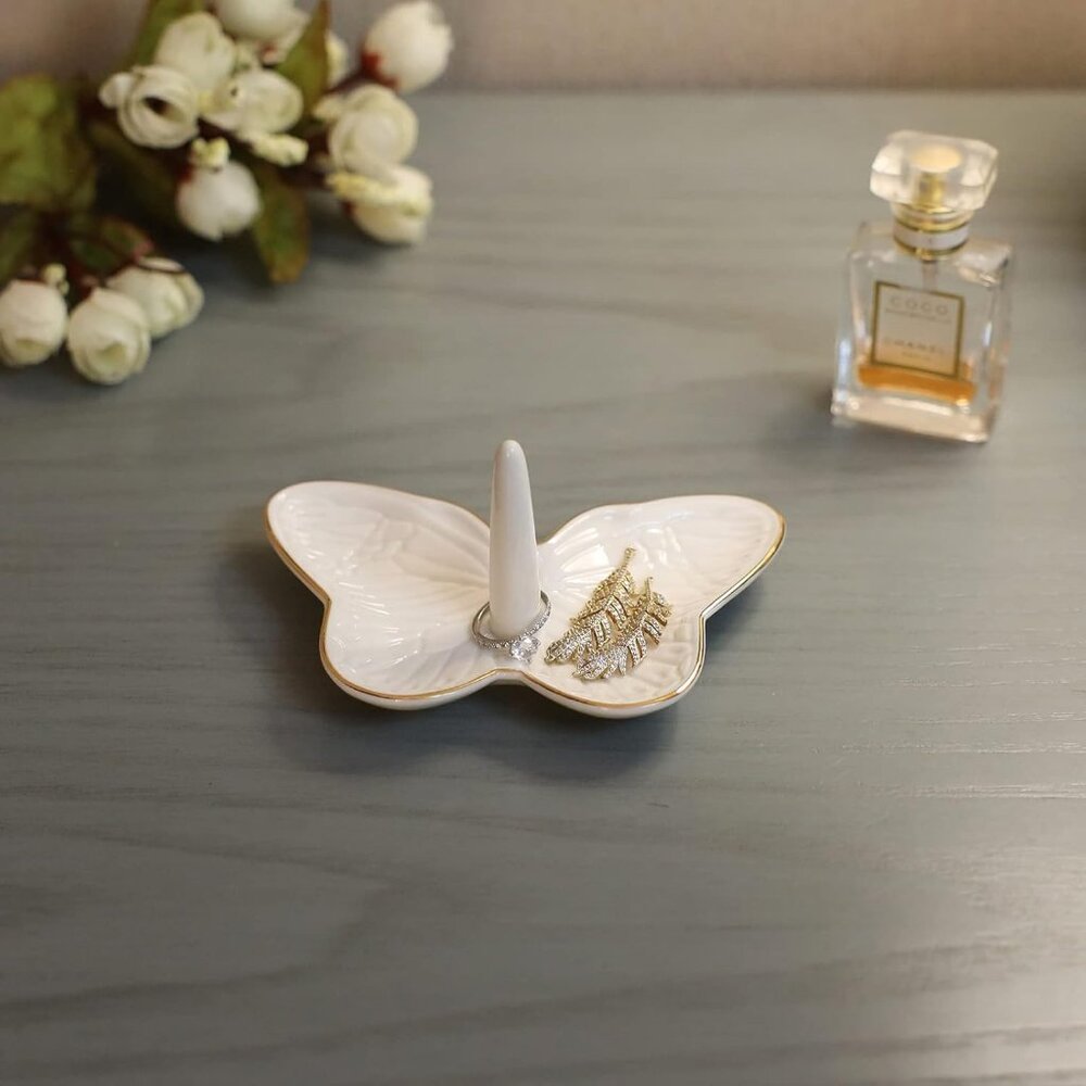 Versatile Butterfly Ring Holder Elegant Ceramic J… - image 2